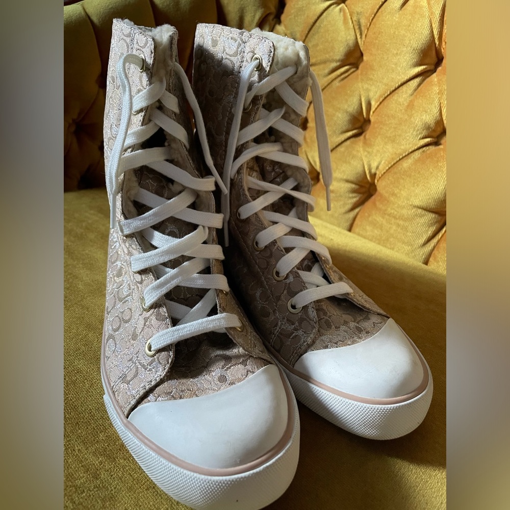 Vintage Brand New shearling lined Coach Hi Top Sneakers